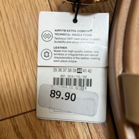 New! Zara Sz 9, beige flatform leather golden metal ankle strap sandals. - Picture 13 of 13